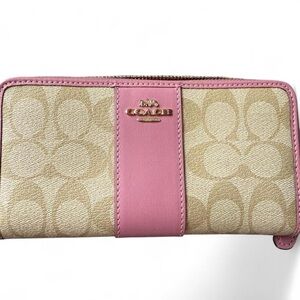 Coach signature accordion zip wallet